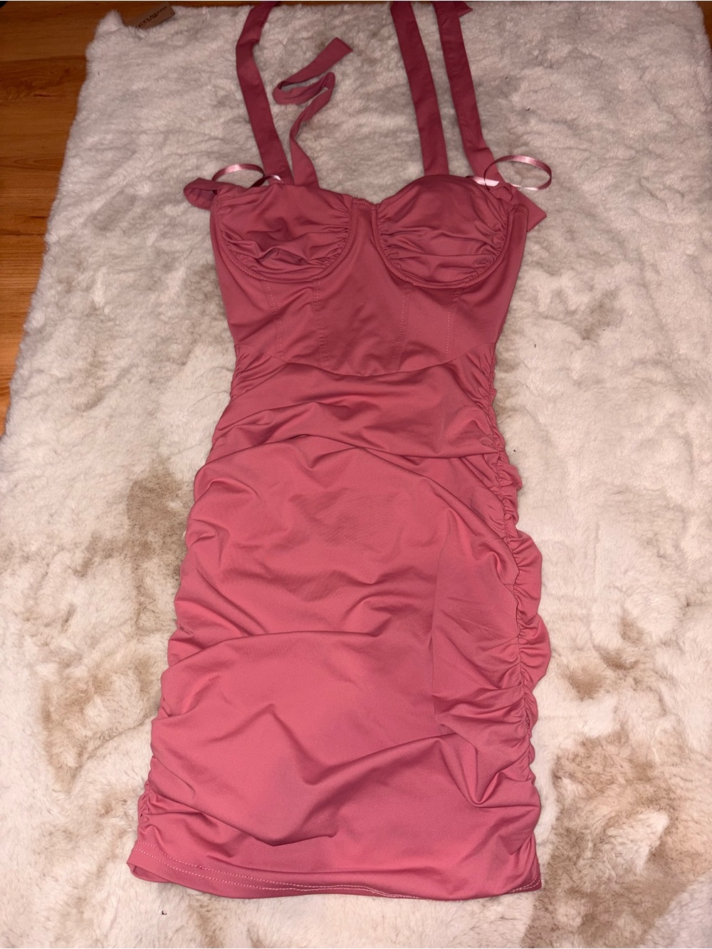 Windsor Dusty Rose Ruched Mini Dress